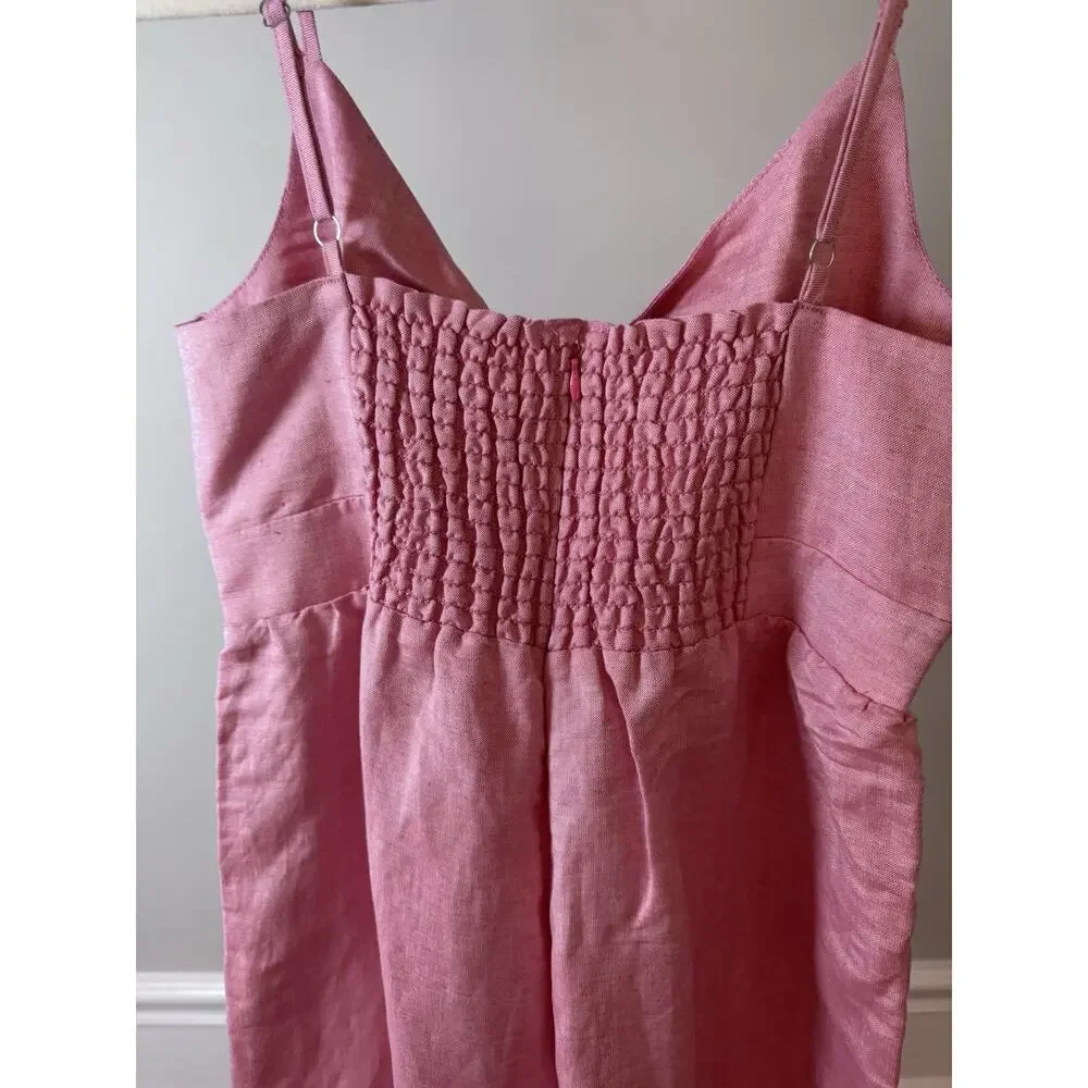 Ann Taylor LOFT Linen Blend Wide Leg Pink Cropped Romper Size 2P NWT